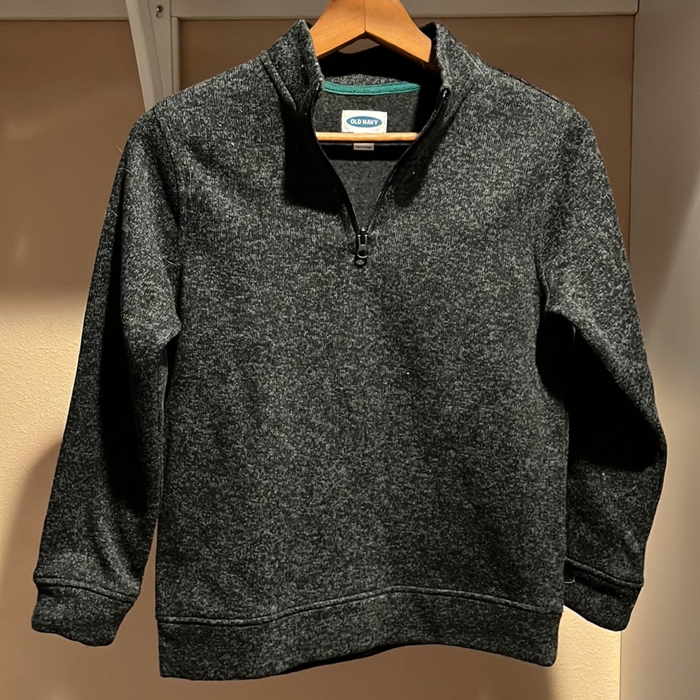 Kids black fleece zip sweater
